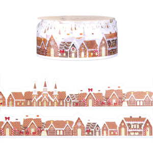 Sweet Gingerbread Homes Diecut washi (20mm + light gold foil)
