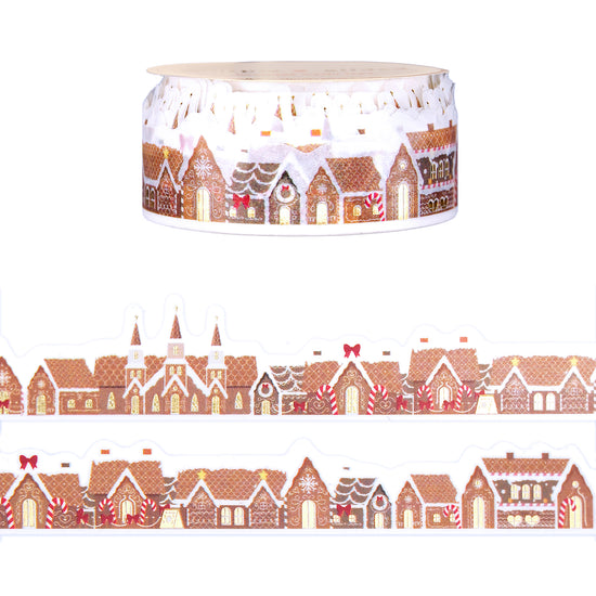 Sweet Gingerbread Homes Diecut washi (20mm + light gold foil)