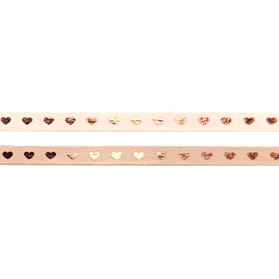 Neutral Hearts washi set of 2 (5mm + rose gold foil)