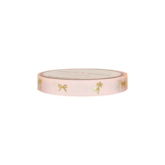 Pink Palm & Bow washi (7.5mm + light gold foil)(Item of the Week)