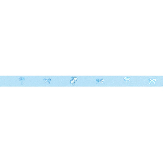 Light Blue Palm & Bow washi (7.5mm + silver holographic sparkler foil)(Item of the Week)