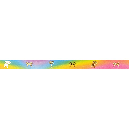 Rainbow Ombré Palm & Bow washi (7.5mm + light gold foil)