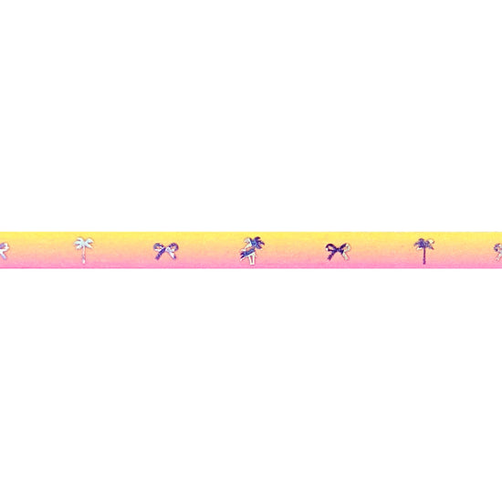 Neon Sunset Palm & Bow washi (7.5mm + silver holographic sparkler foil)(Item of the Week)