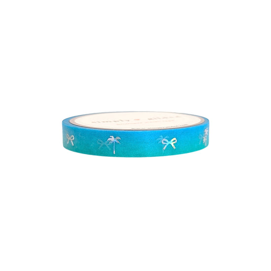 Neon Ocean Palm & Bow washi  (7.5mm + silver holographic sparkler foil)(Item of the Week)