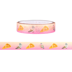 New York City Pigeons & Pizza washi (10mm + light gold holographic foil)