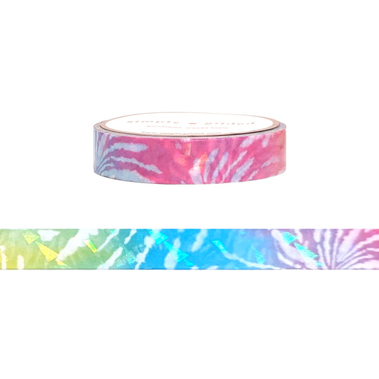 90s Pride Tie-Dye Splash washi (10mm + iridescent crystal holographic overlay)