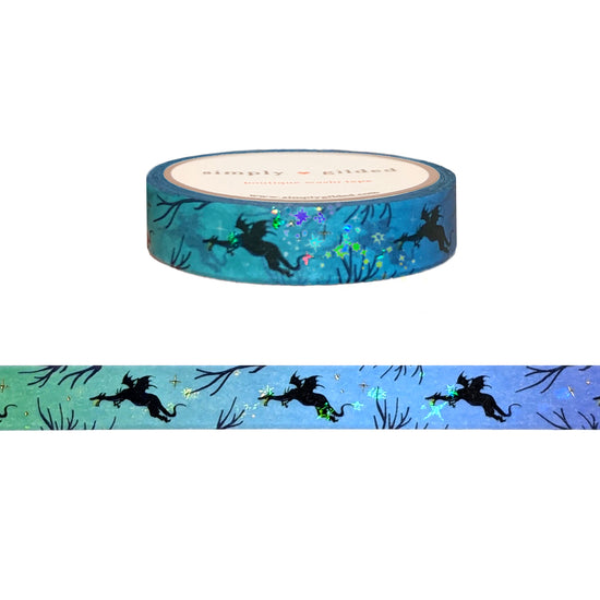 Sleeping Beauty Dragon washi (10mm + light gold foil / iridescent star overlay)