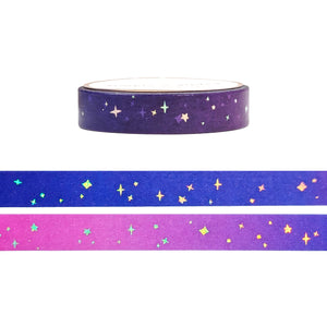 Starry Horizon Starry Night ombré washi (10mm + silver holographic foil) - Restock