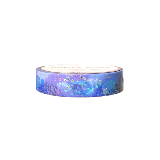 Pastel Mermaid Ocean Treasures washi (10mm + silver holographic bubble foil / bubble glitter overlay)