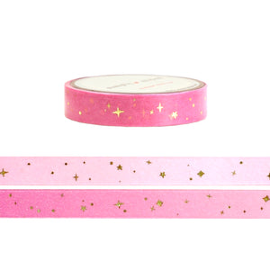 Pink Starry washi (10mm + light gold foil)