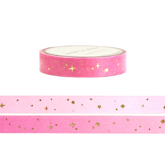 Pink Starry washi (10mm + light gold foil)