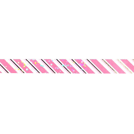 Candy Cane Lane Stripe washi (10mm + light gold foil / bubble overlay)