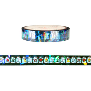 Christmas Stained Glass Little Windows PET tape (10mm + shattered glass iridescent overlay)