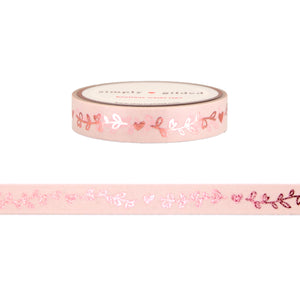 Neutral Heart & Vine washi (10mm + rose pink foil)