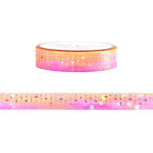 Fairy Mushroom Twinkle Garland washi (10mm + rose gold foil / iridescent overlay)