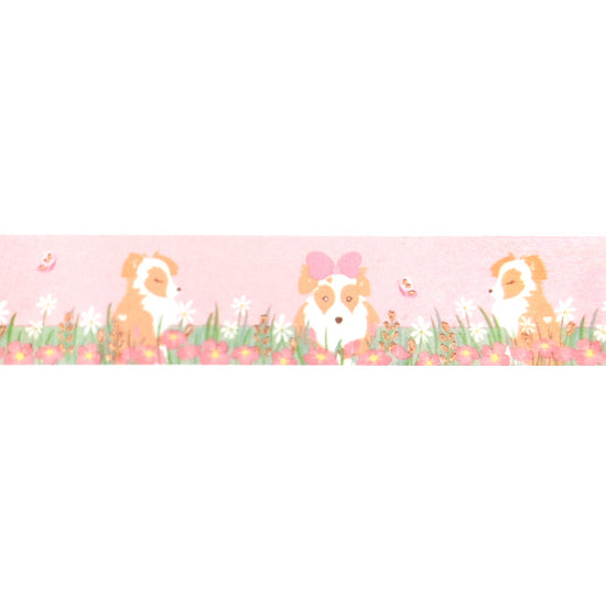Puppy Love Meadow washi (15mm + rose gold foil)(Item of the Week)