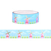 Spring Fair Isle Windmills & Tulips washi (15mm + light gold foil)
