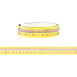 Spring Fair Isle Hearts & Bows washi (10mm + light gold foil)