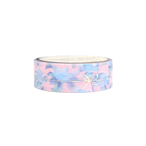 Cotton Candy Floral Simple Bow Line washi (15mm + silver holographic foil) (Item of the Week)