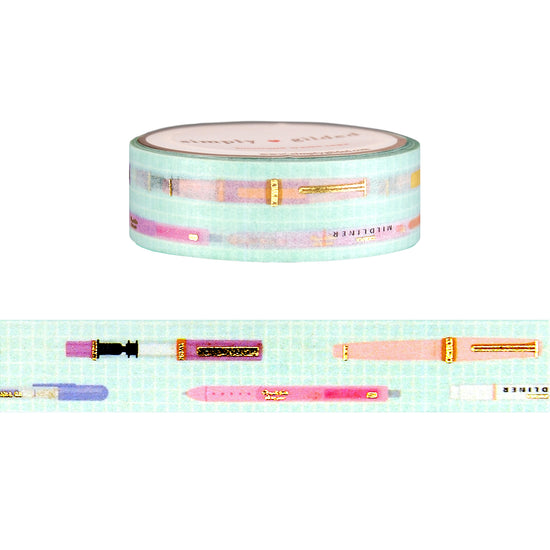 Pen Lover washi (15mm + light gold foil)