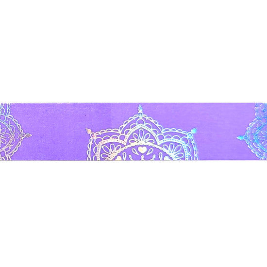 Neon Purple Mandala washi (15mm + silver holographic foil)