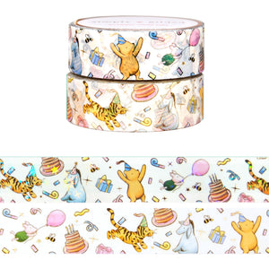 100 Acre Wood Celebration Pattern set of 2 washi (15mm + light gold foil)