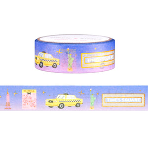 New York City Taxi washi (15mm + light gold holographic foil)