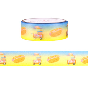 New York City Hot Dog washi (15mm + light gold holographic foil)