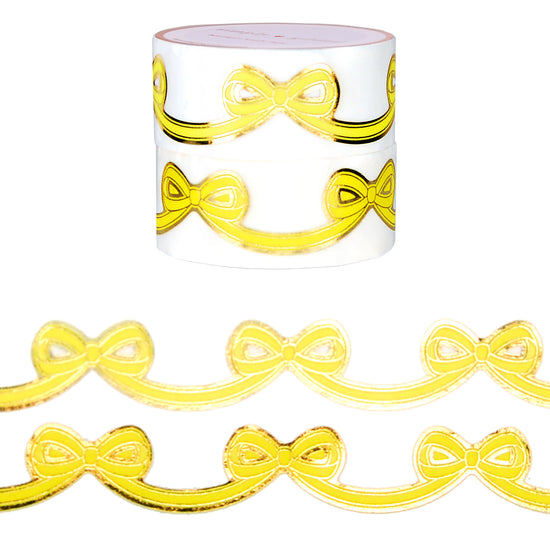 Yellow Diecut Bow set of 2 washi (15mm + light gold foil)