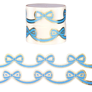 Sky Blue Diecut Bow set of 2 washi (15mm + light gold foil)