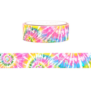 90s Pride Tie-Dye washi (15mm + iridescent crystal holographic overlay)