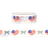 Star Spangled Summer Stars & Stripes Heart & Bow washi (15mm + silver foil)