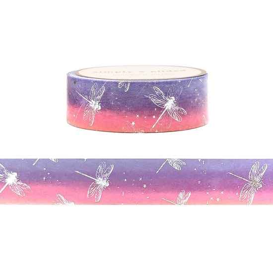 Dragonfly Purple Pink washi (15mm + silver foil)