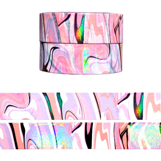 Spooky Sorbet Marbled Swirl set of 2 washi (15mm + holographic black foil)