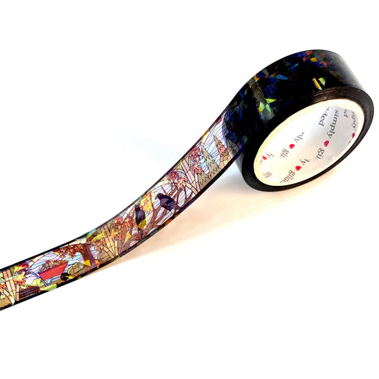 Fall Cottage Stained Glass PET tape (15mm + crystal iridescent overlay)