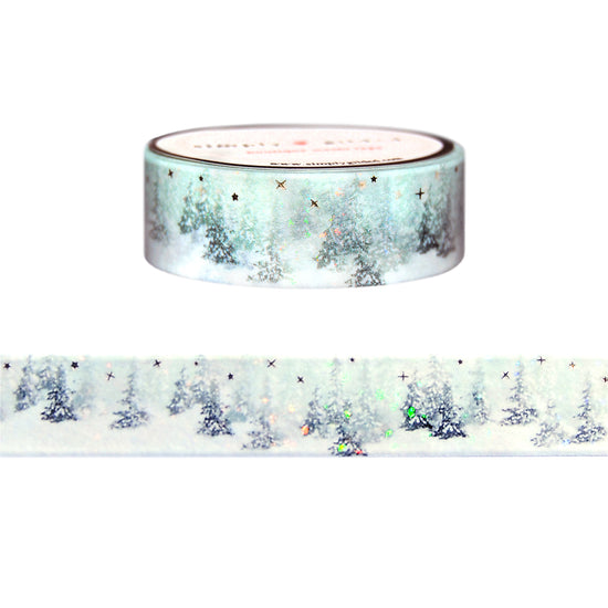 Hearth Snowy Forest washi (15mm + light gold foil / overlay)