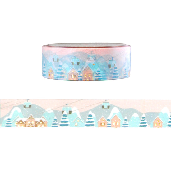 Ski Lodge washi (15mm + light gold foil) (you pick)