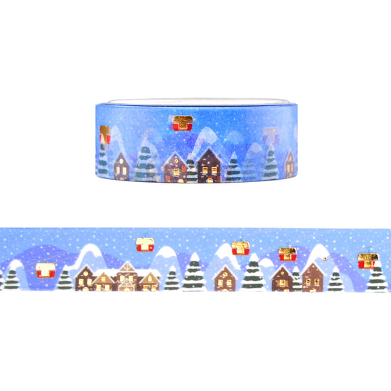 Ski Lodge washi (15mm + light gold foil) (you pick)