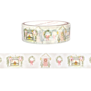 White Christmas Home for the Holidays washi (15mm + light gold foil)