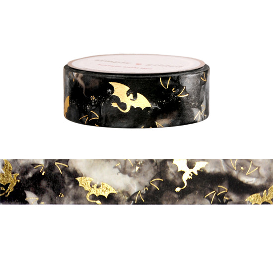 Dragon Tales Dragon Pattern washi (15mm + light gold foil) - Restock