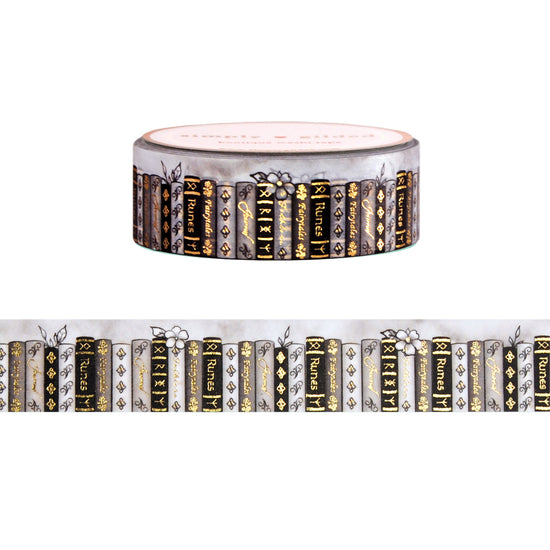 Dragon Tales Bookshelf washi (15mm + light gold foil) - Restock