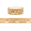 Caramel Coffee Cups Washi (15mm + light gold foil) - Restock