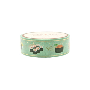 Mint Sushi Washi (15mm + light gold foil) (Item of the Week)