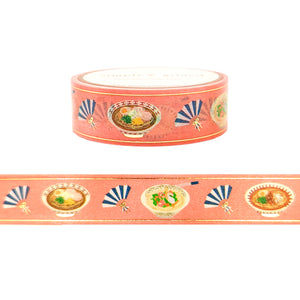 Salmon Pink Ramen Washi (15mm + light gold foil) - Restock