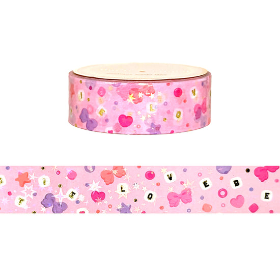 Valentine's Bae Bead Scatter Pattern washi (15mm + light gold foil / starry overlay)