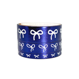 Inky Purple Bow washi set of 3 (15/10/5mm + inky purple foil + white bow)(Item of the Week)