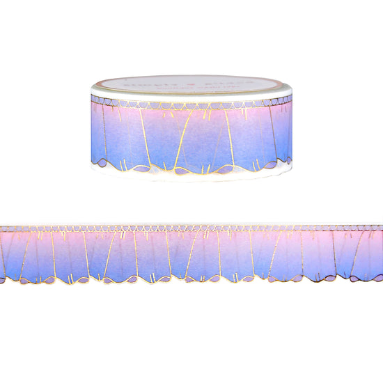 Serenity Dusk Ombre Ruffle Diecut washi (18mm + light gold foil)
