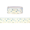 Blue Ditsy Floral Pattern Ruffle Diecut washi (18mm + light gold foil)