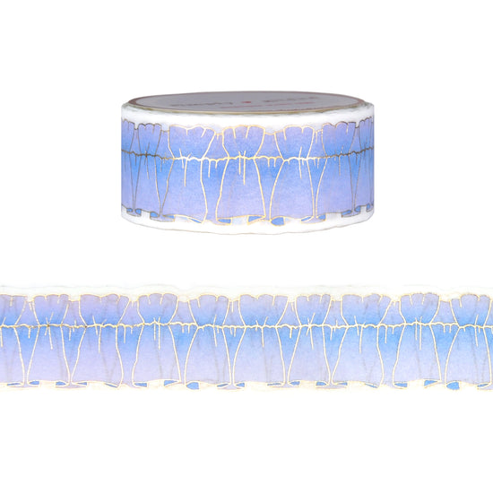 Periwinkle Double Ruffle Diecut washi (20mm + light gold foil)