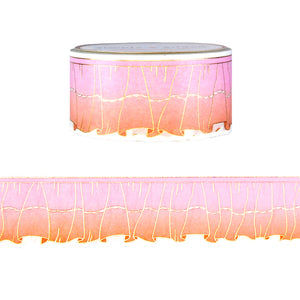 Pink Sunset Ombre Tall Ruffle Diecut washi (23mm + light gold foil)